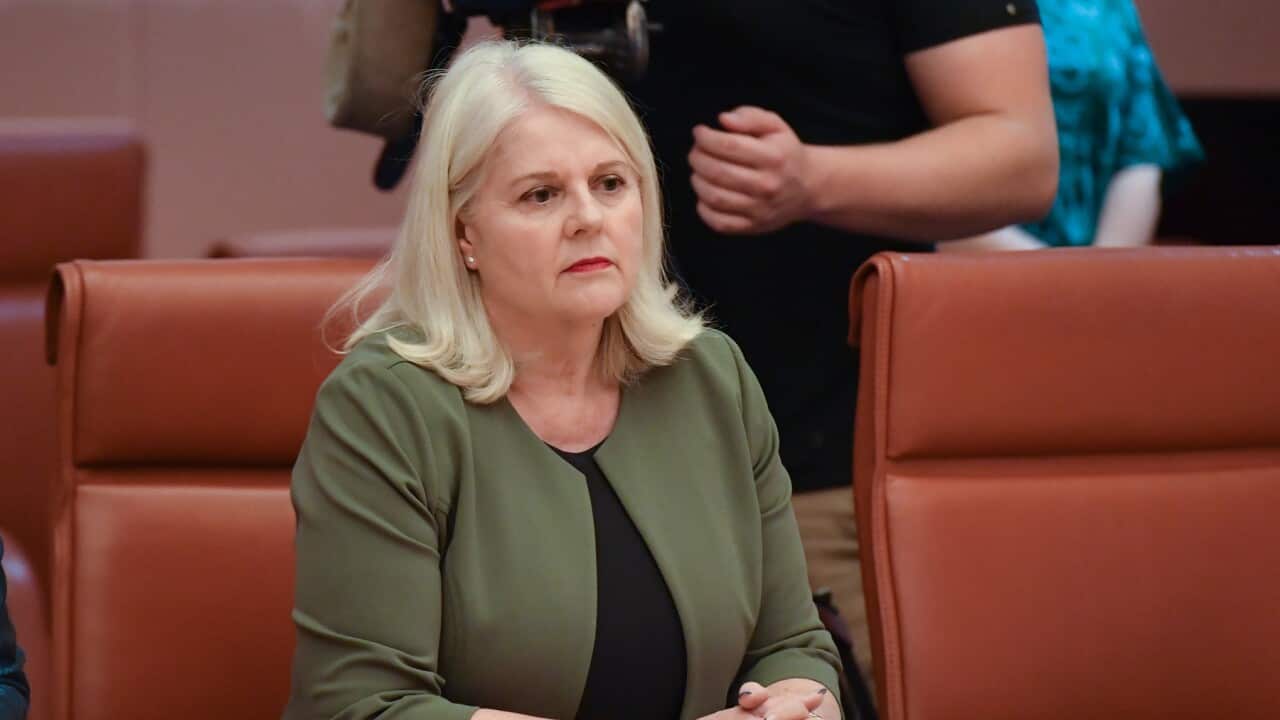 Minister for Home Affairs Karen Andrews at Parliament House in Canberra on April 6