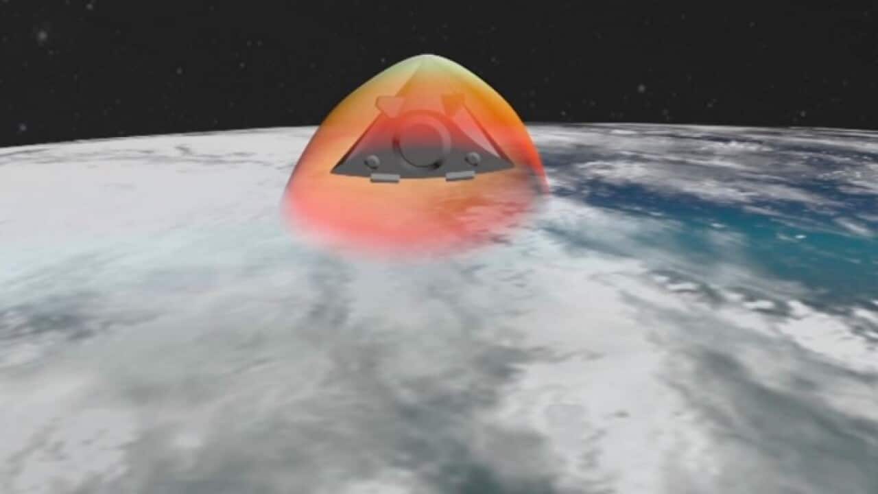 Image from Kremlin video showing simulation of Avangard gliding hypersonic warhead in flight