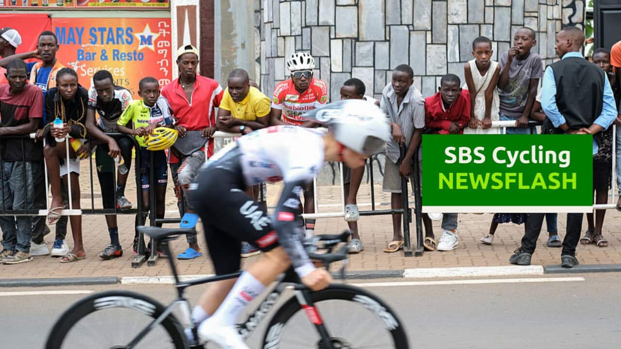 Fans cheer for cyclist in Kigali, Rwanda, on February 23, 2025. (Photo by Pal Gollner/NurPhoto via Getty Images)