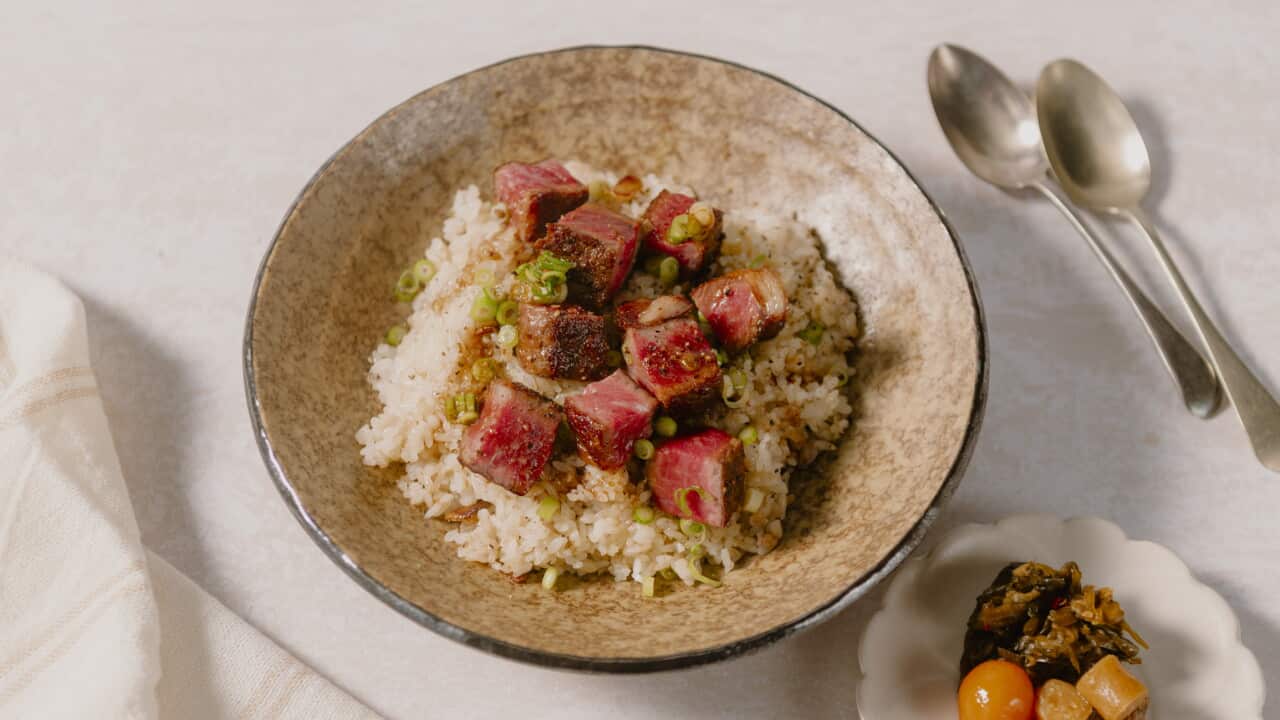 Garlic steak rice
