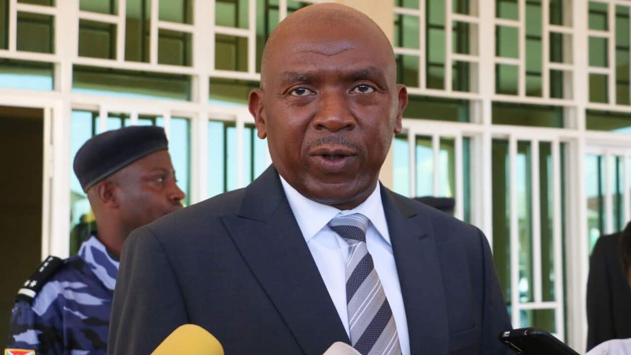 Agathon Rwasa, leader of the National Congress for Liberty (CNL), speaks to media after filing a petition agains the result of general elections.