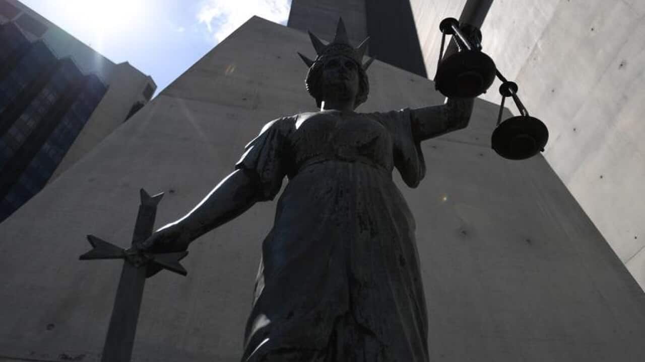 A statue of the Greek God of Justice in Brisbane.