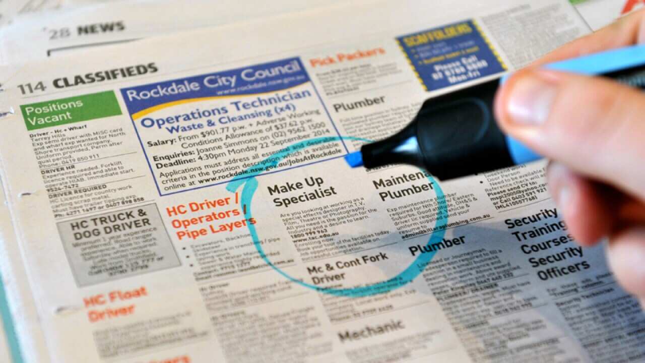 Employment advertising in a newspaper