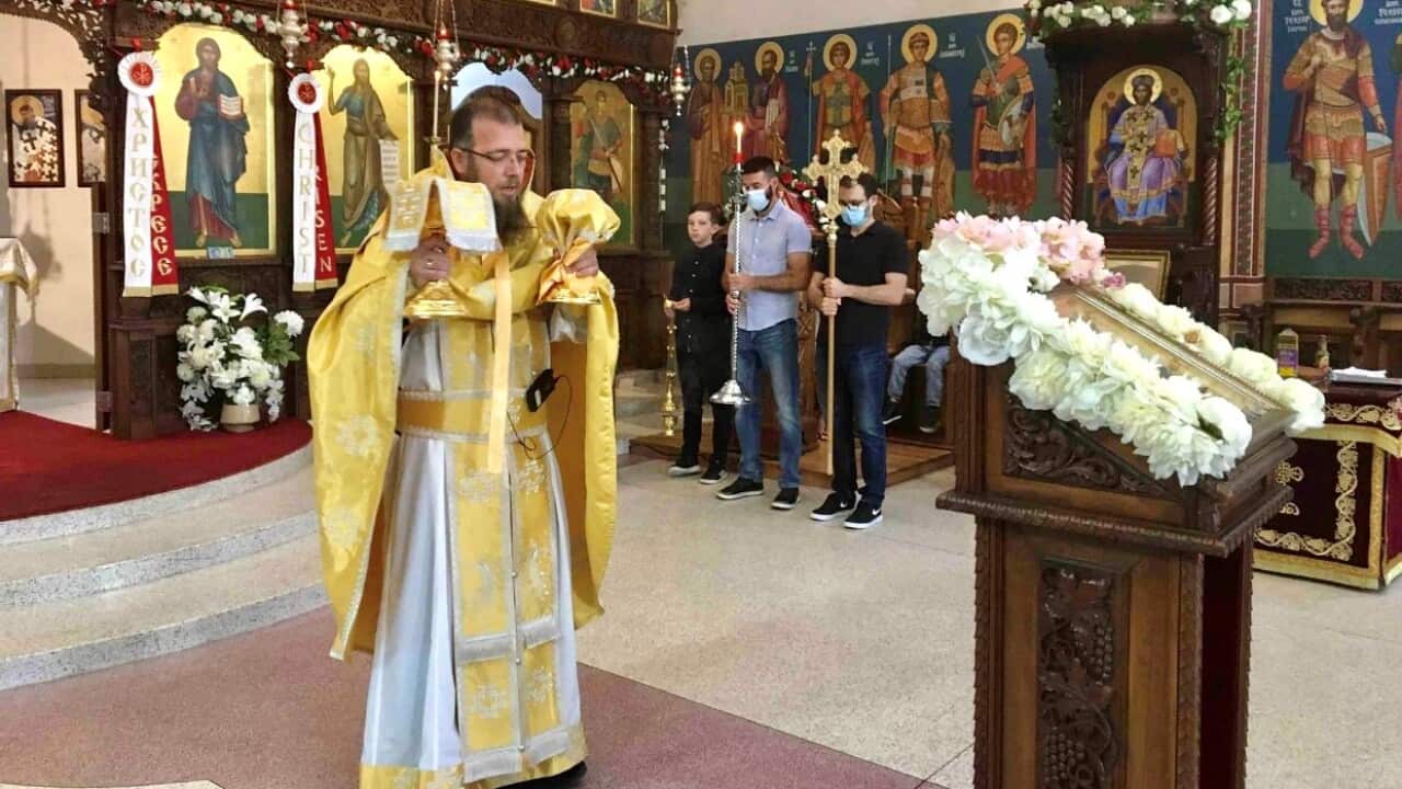 Rev.Vlado Nedeski during Liturgy in the Macedonian Orthodox Church 'Sveta Petka' in Sydney