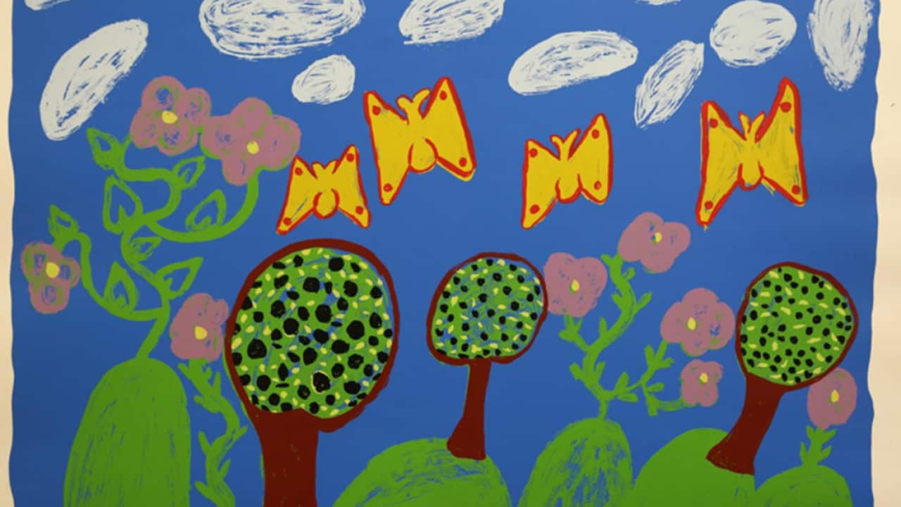 Local Maningrida artwork by Sandra Milmilkama.