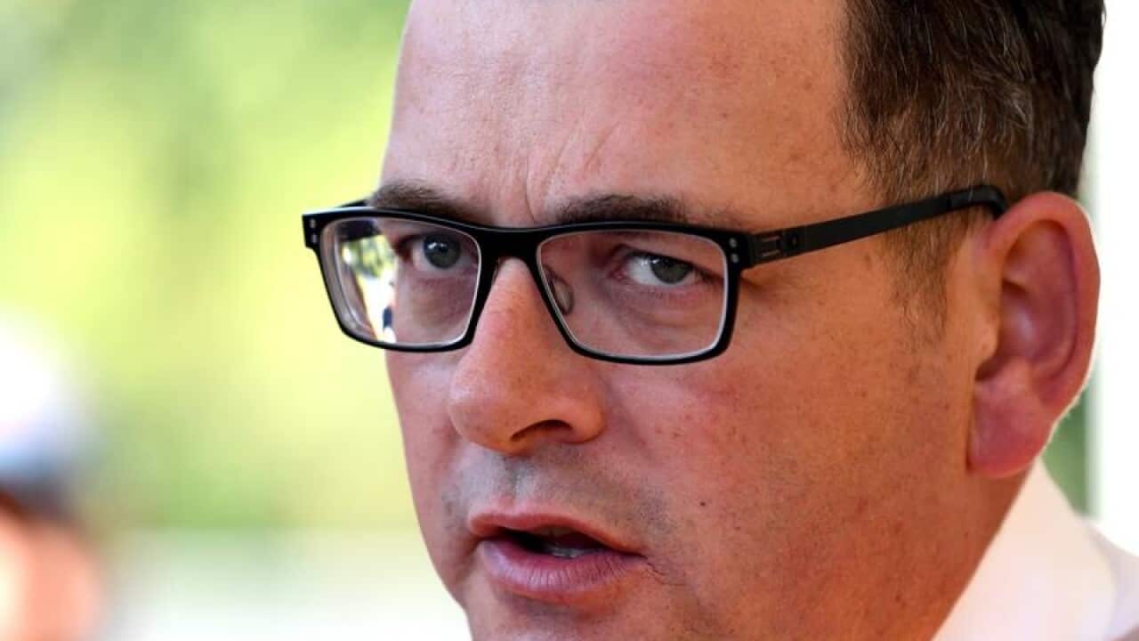 Victorian premier Daniel Andrews speaks to the media in Melbourne.