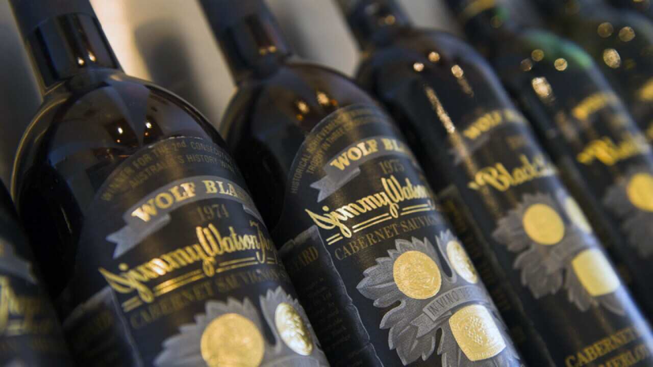 Bottles of Wolf Blass wine by Treasury Wine Estates