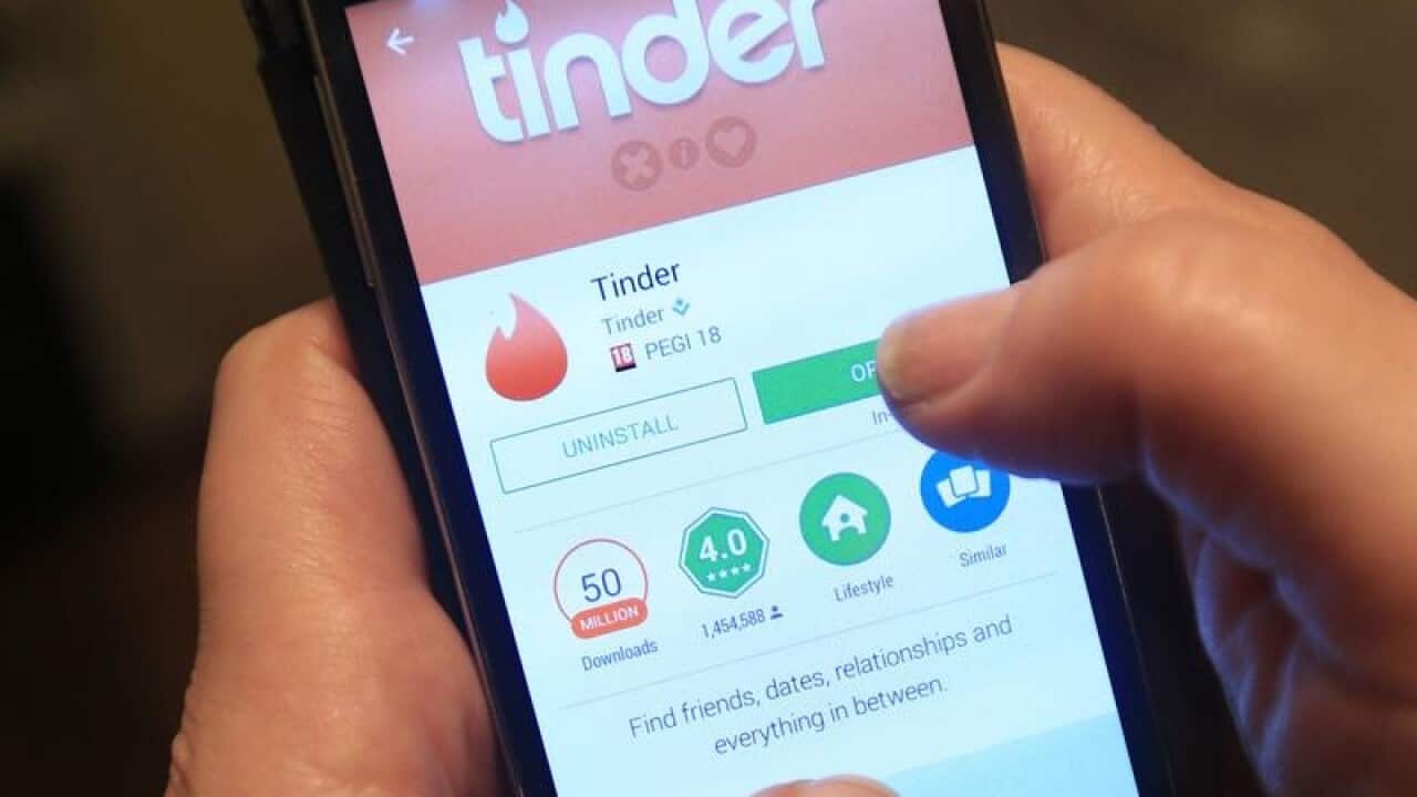 Tinder app in use on a Samsung smartphone