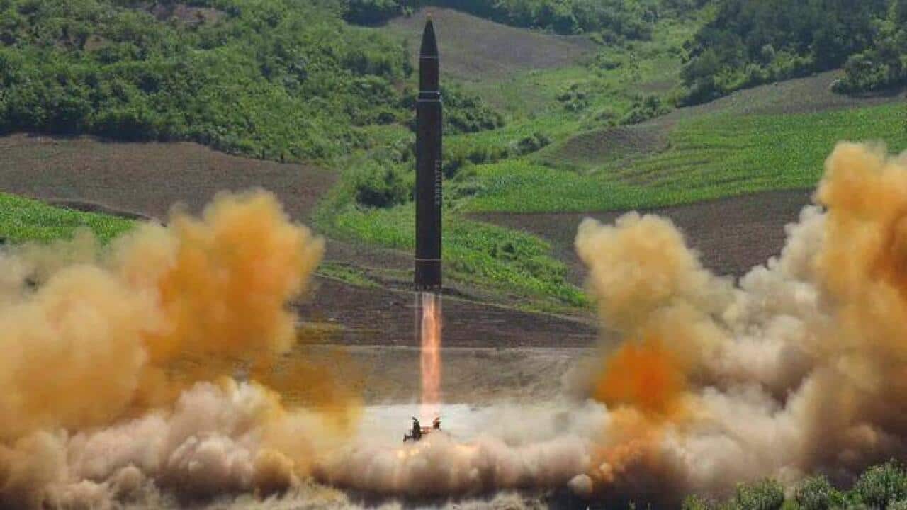 A photo released by North Korea, said to be the July 4 missile launch