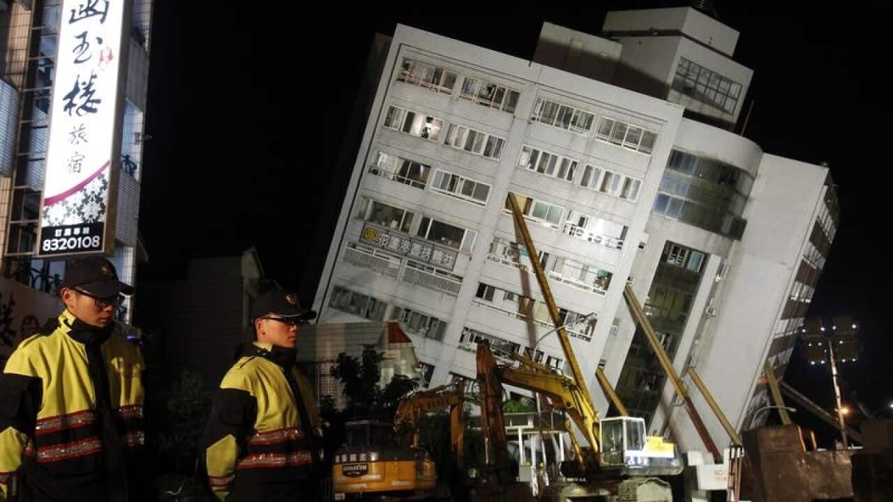 A collapsed building in Hualien after the earthquake.