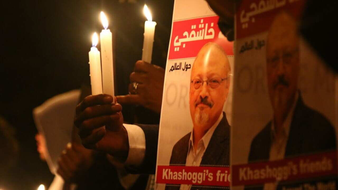 A candlelight vigil in Istanbul protesting the death of Jamal Khashoggi