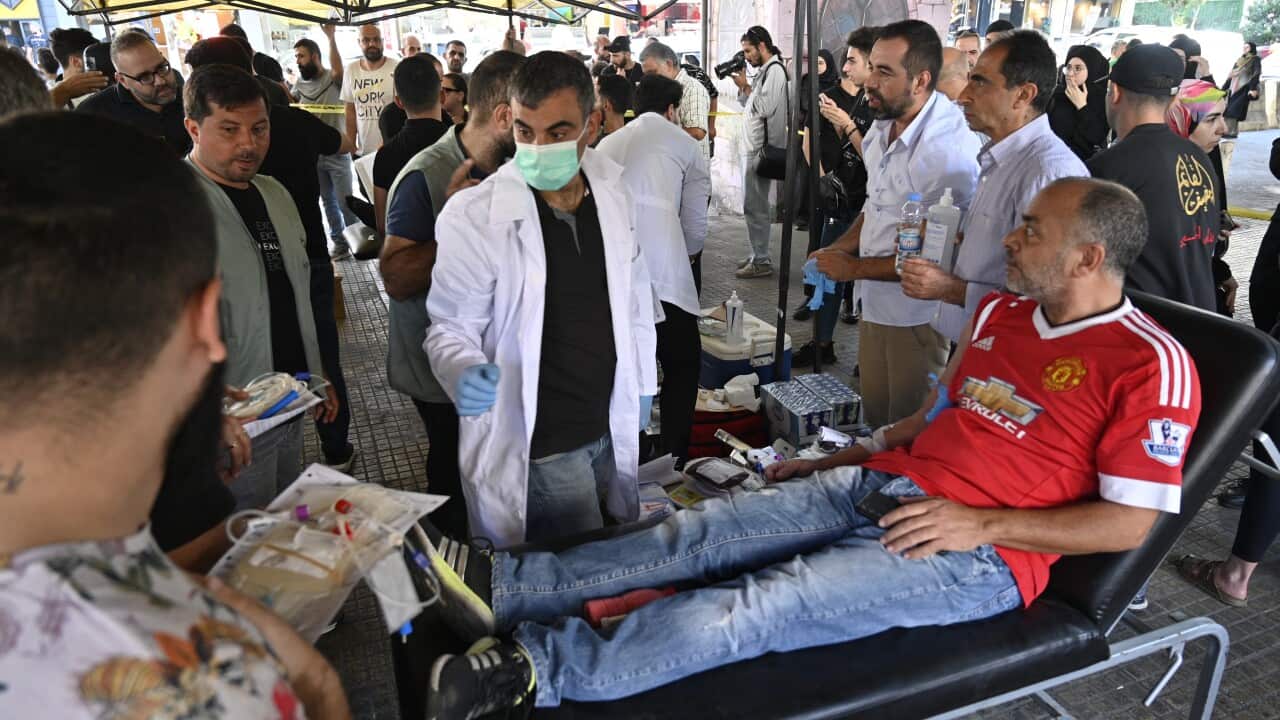 People donate blood one day after pagers explosions in Lebanon