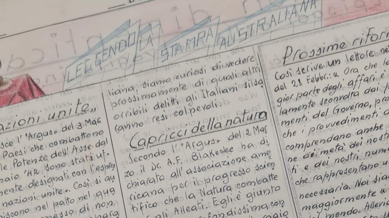 A handwritten Italian prisoner of war camp newspaper called Patria (collected at the Australian War Memorial, AWM) from 1942 (Supplied OMAA).jpg