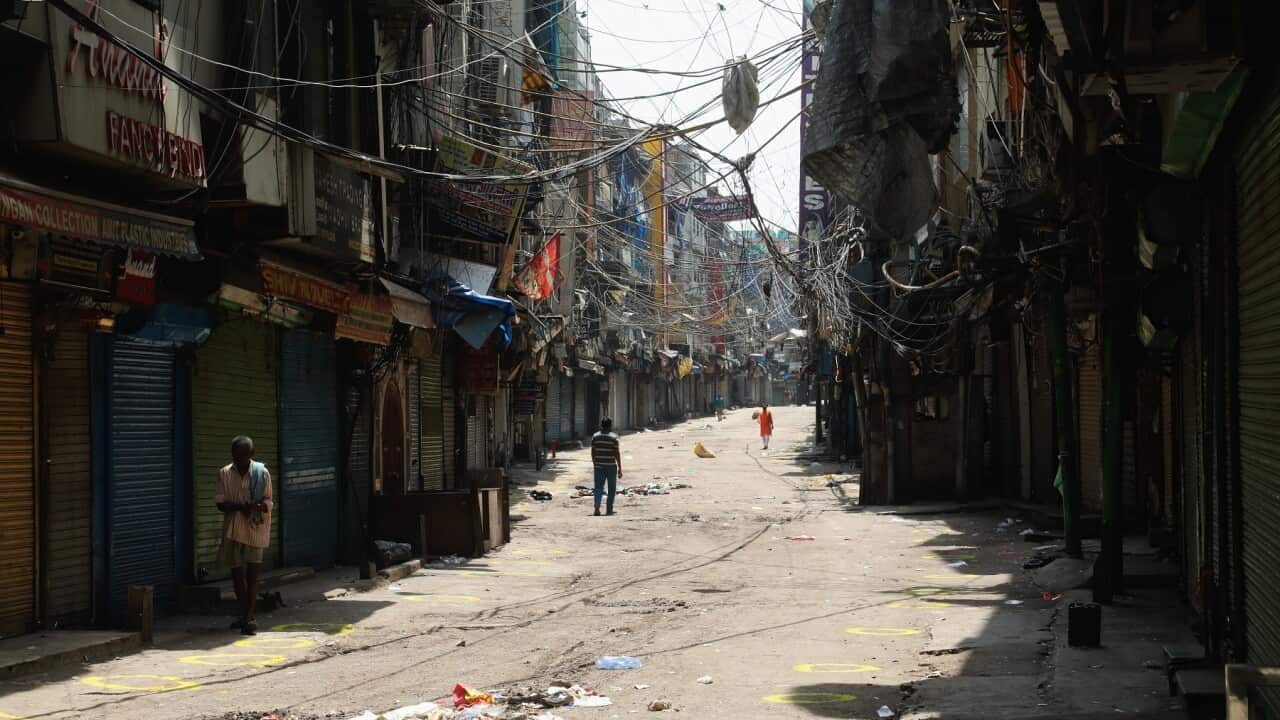 The deserted Sadar Bazar wholesale market in New Delhi