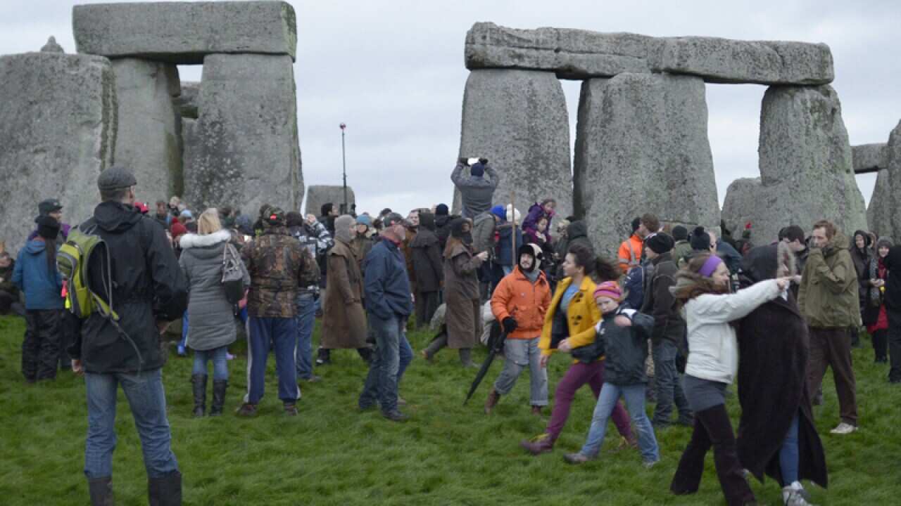 People gather at Stonehenge for the Winter Solstice