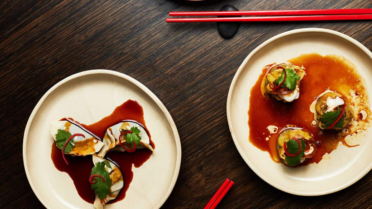 Sarsparilla-braised oxtail dumplings and pork and prawn siu mai are made in house.