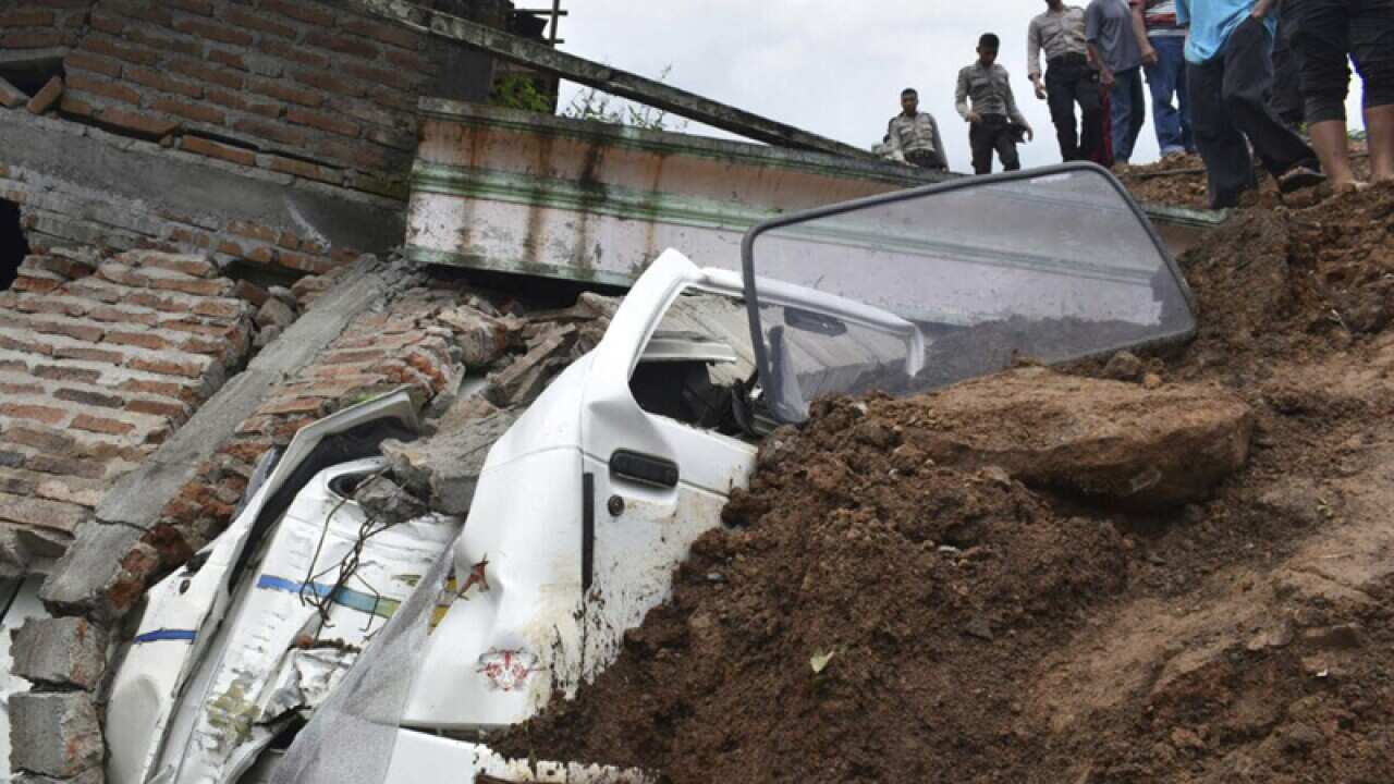 a landslide in the village of Banaran, Ponorogo, East Java