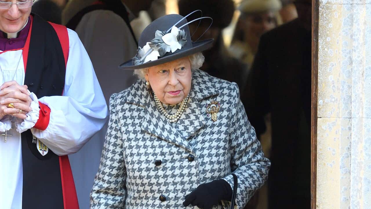 Queen Elizabeth II attends church at St Mary the Virgin church at Hillington in Sandringham.