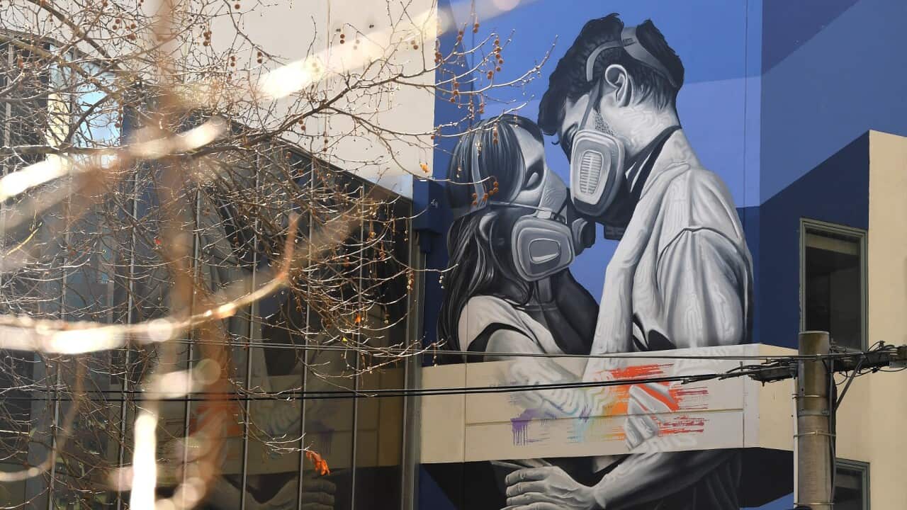 Coronavirus inspired street art in Melbourne