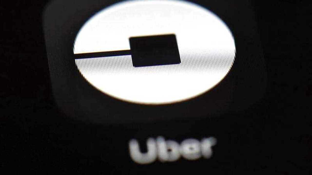 The Uber app on an iPhone.