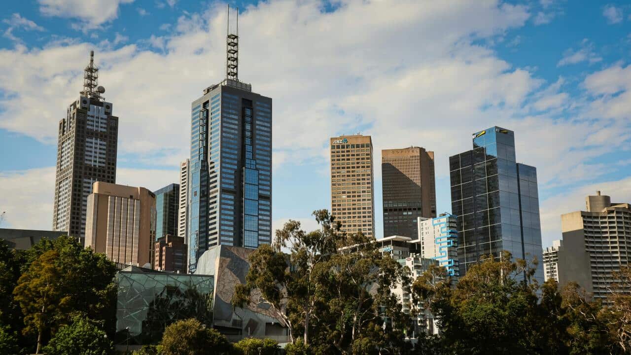 A general view of buildings near the Yarra river in Melbourne.