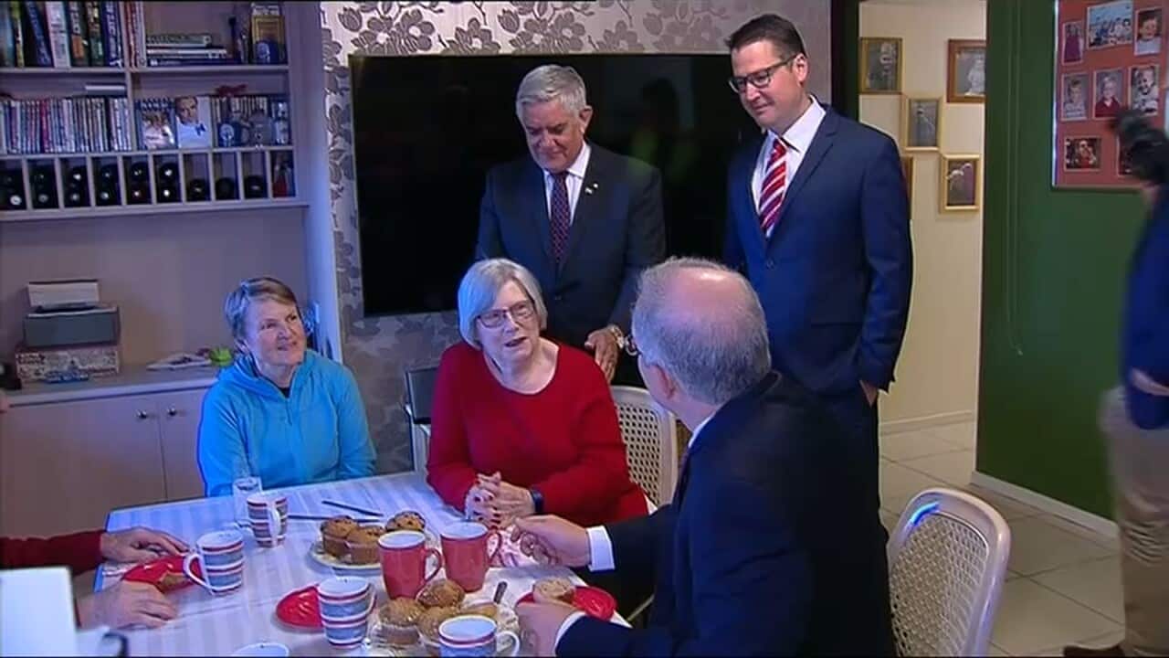 Prime Minister Scott Morrison talks to seniors using in-home care.