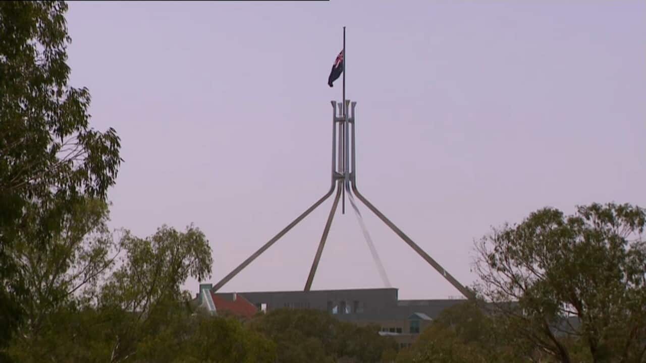 The Parliament House flag at half-mast for the US firefighters killed in action