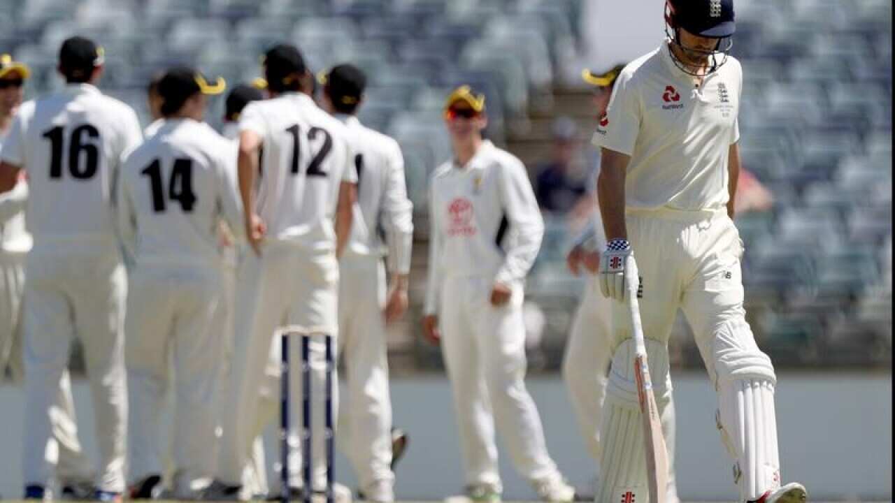 Alastair Cook of leaves field after being dismissed for a duck.