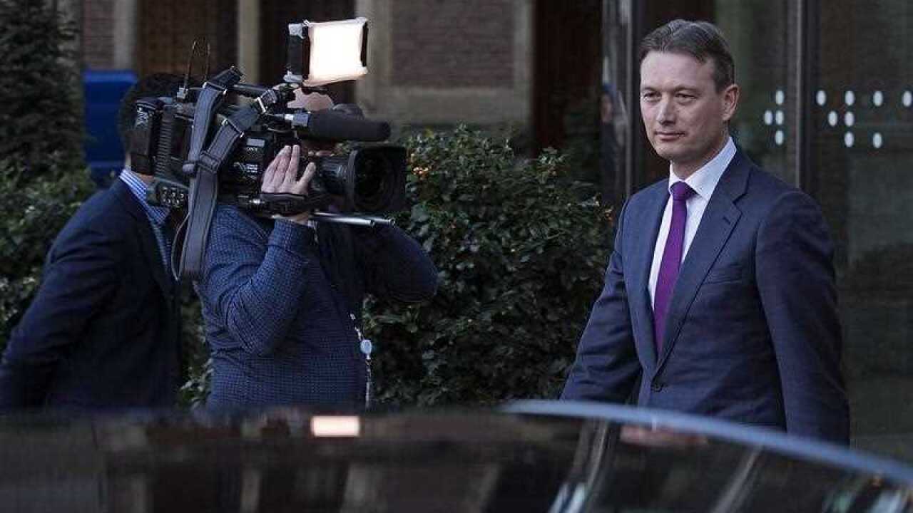 Dutch Minister of Foreign Affairs Halbe Zijlstra leaves the Dutch parliament Tweede Kamer after he announced his resignation in The Hague, Netherlands, 13 February 2018.