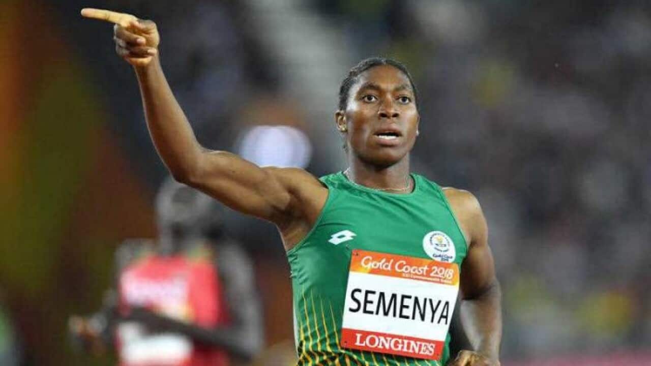 Caster Semenya after winning the Women's 800m Final at the 2018 Commonwealth Games