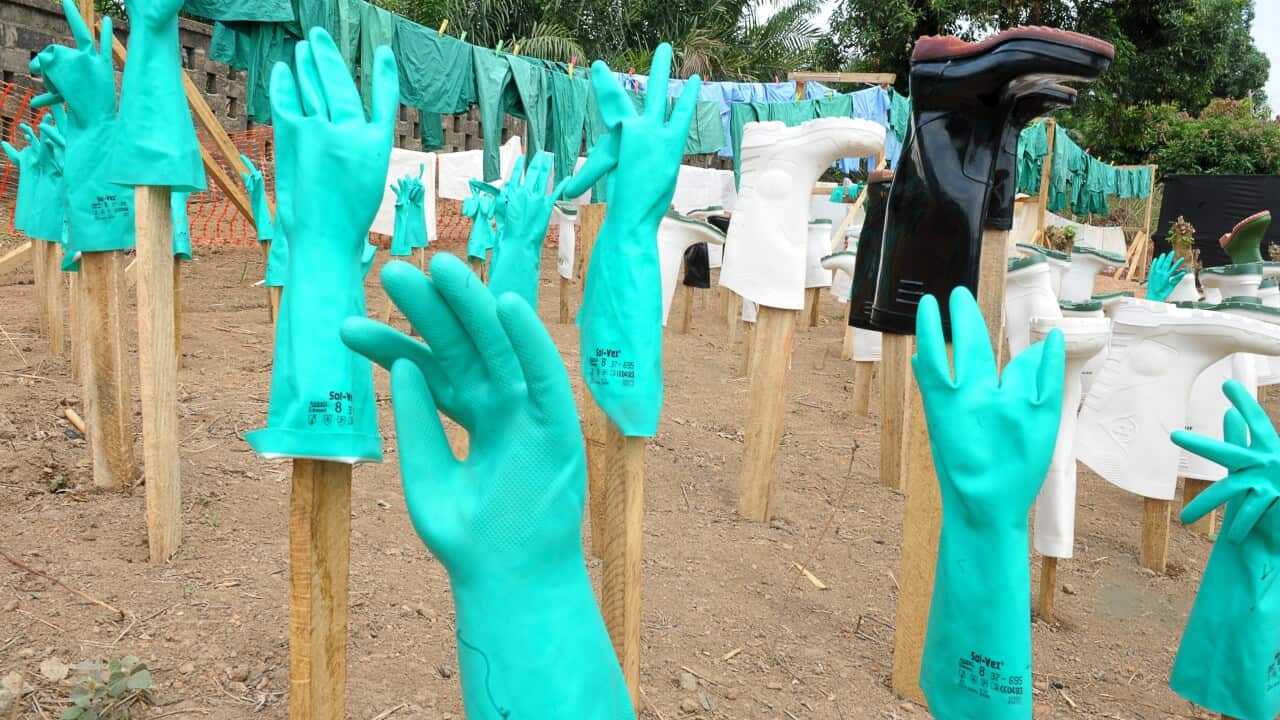Gloves and boots used by medical staff at a centre for victims of the Ebola virus in Guinea getty.jpg