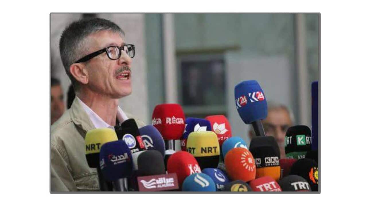 Ari Harsin speaking to the press