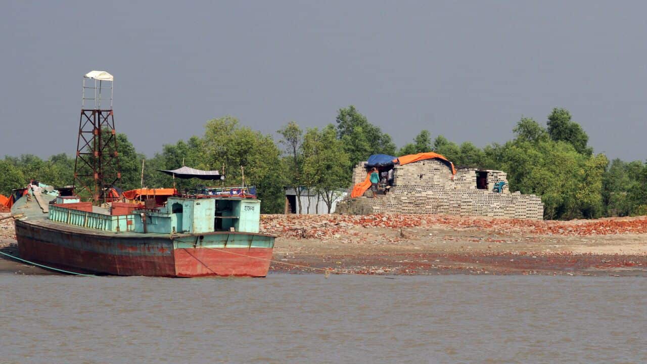 An October 15, 2018 photo showing a structure constructed on Bhashan Char island as it is being prepared for the relocation of Rohingya refugees