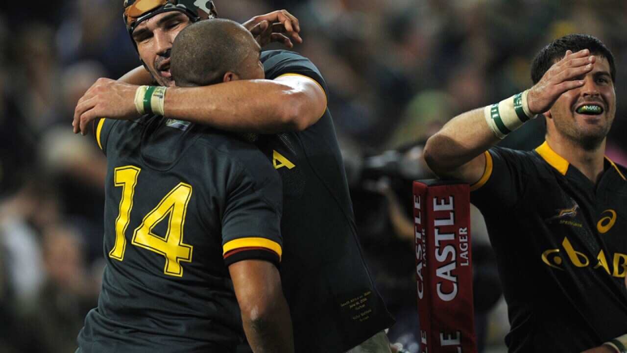 South Africa's Springboks celebrate