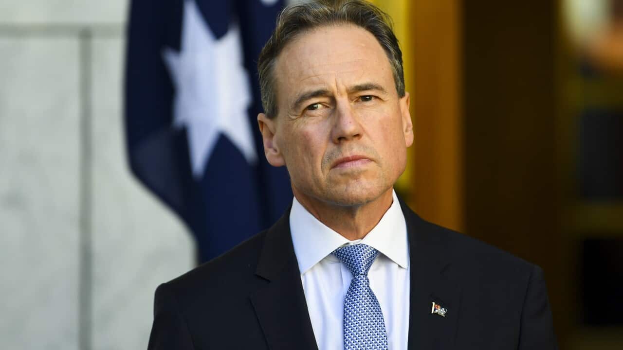 Health Minister Greg Hunt speaks during a press conference at Parliament House