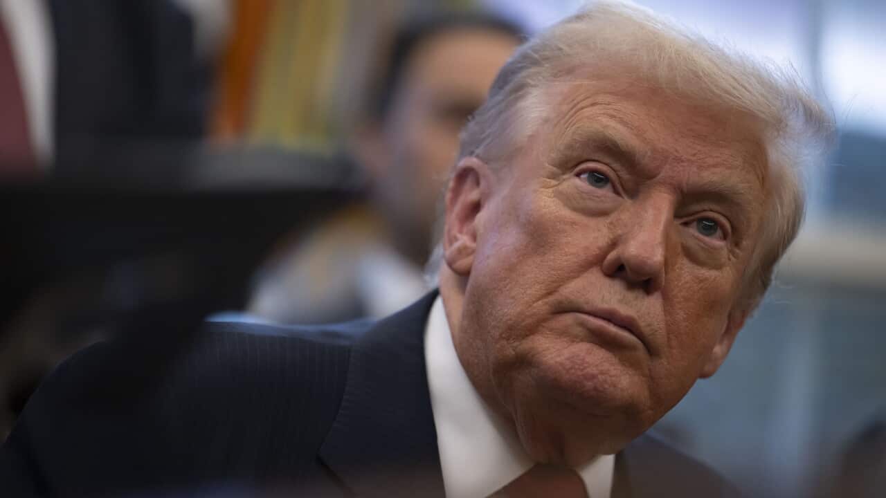 A close up of the US president Donald Trump at the White House