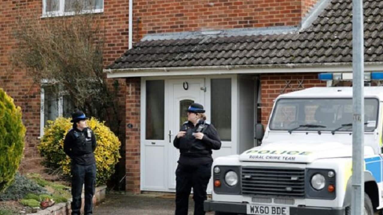 Police outside the Salisbury house of Sergei Skripal.