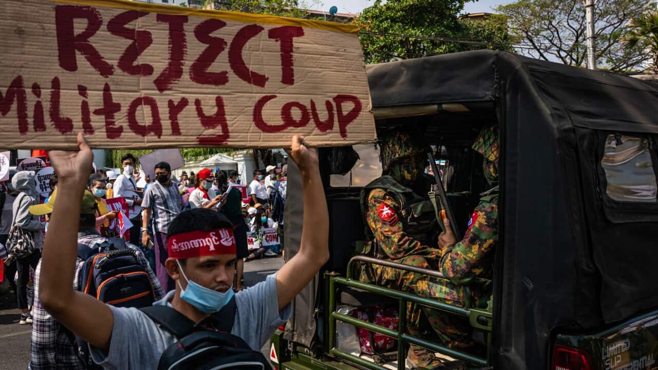 Police in Myanmar have opened fired on protesters rallying against last month's military coup, killing one man.