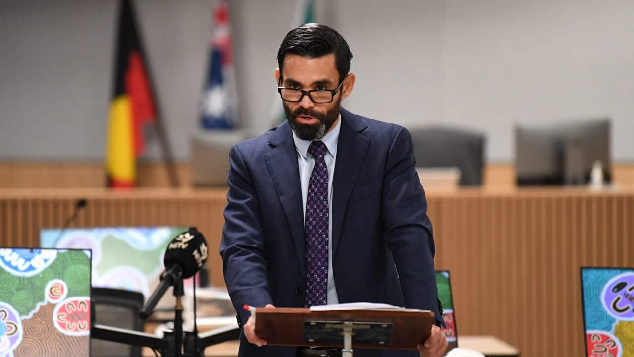 Lincoln Crowley speaking in a courtroom.