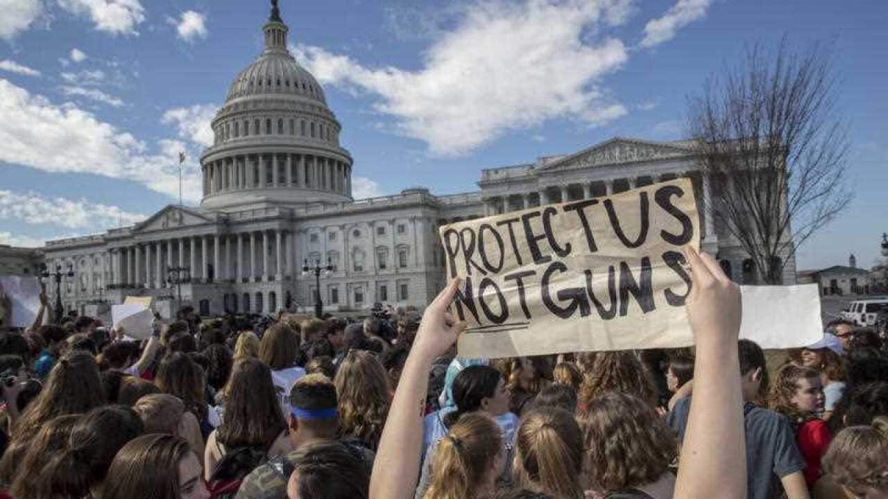 School students from Montgomery County, Md., in suburban Washington, rally in solidarity with those affected by the shooting at Parkland High School in Florida, at the Capitol in Washington, Wednesday, Feb. 21, 2018.