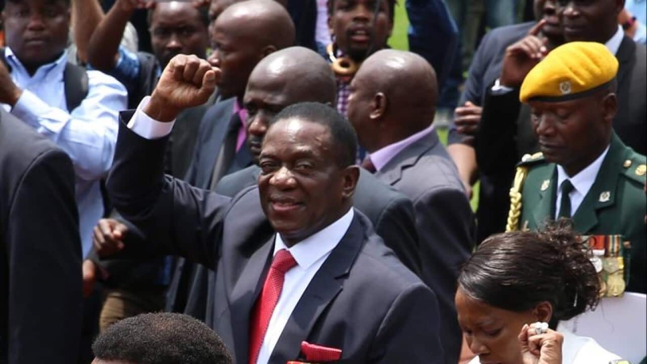 Emmerson Mnangagwa at his inauguration