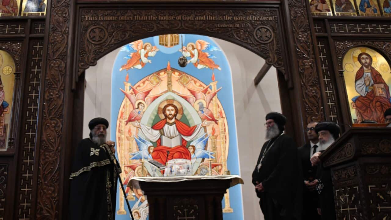 ope Tawadros II, the Patriarch of the Coptic Orthodox Church (left) is seen as he officially opens the Coptic Church Headquarters at Eporo Tower in Melbourne