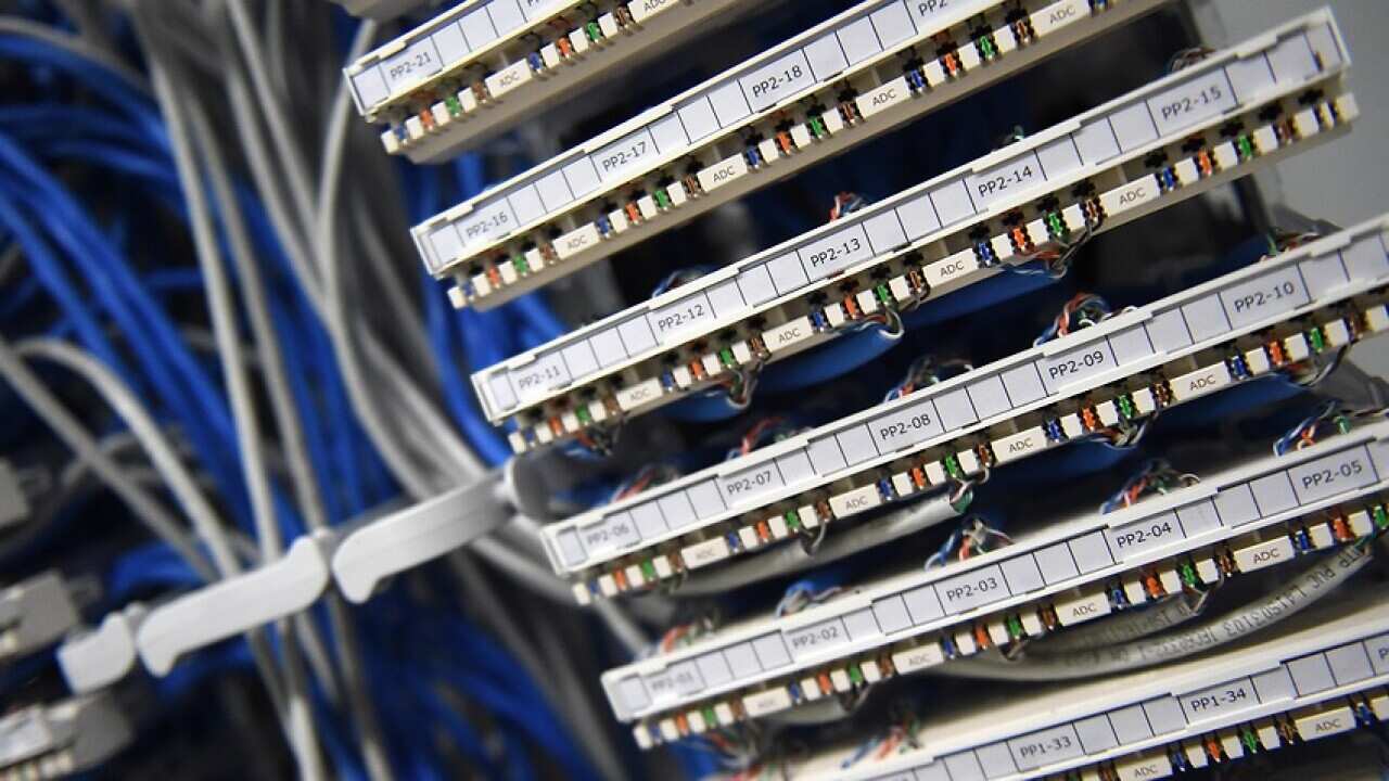 Ethernet data cables are seen in a server room in Canberra, Wednesday, Nov. 16, 2016. (AAP Image/Mick Tsikas) NO ARCHIVING
