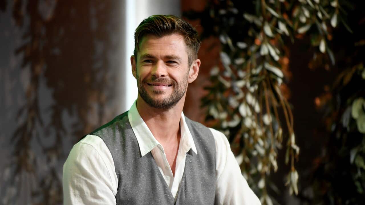 Australian actor Chris Hemsworth is seen during the Tourism Australia global campaign preview at Sydney Opera House in Sydney, Wednesday, October 30, 2019. (AAP Image/Bianca De Marchi) NO ARCHIVING