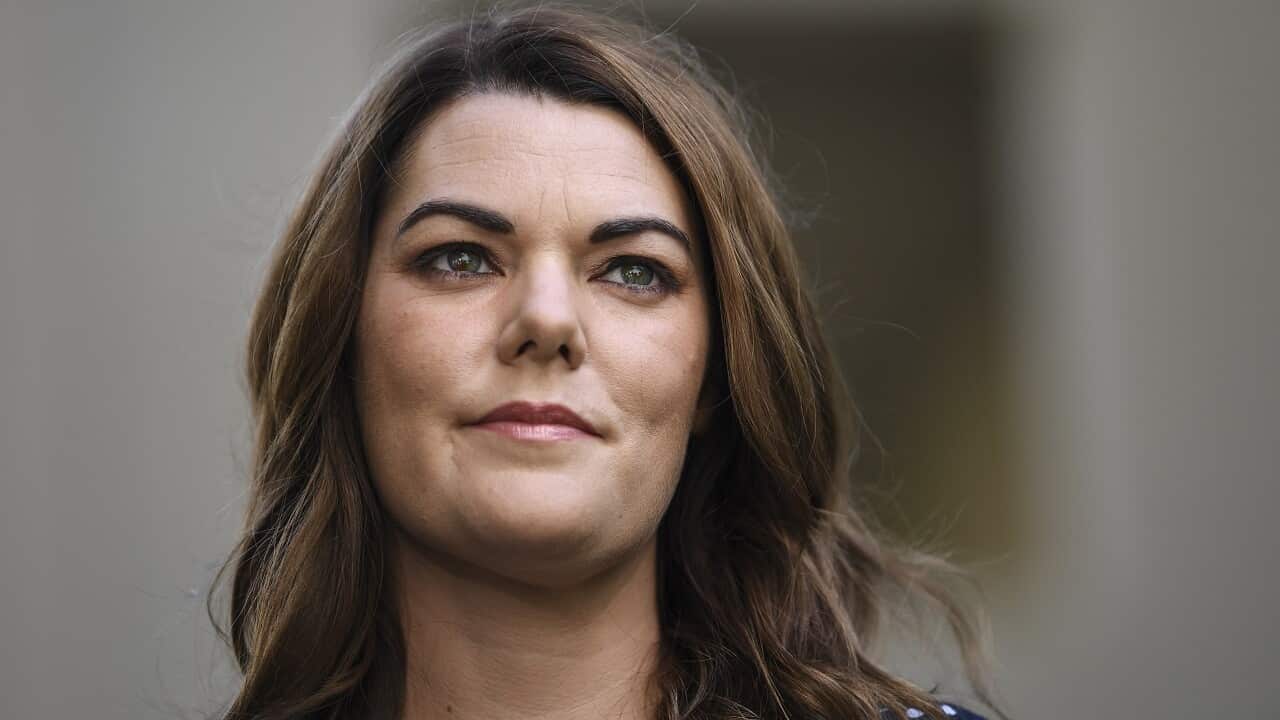 Australian Greens Senator Sarah Hanson-Young at Parliament House in Canberra.