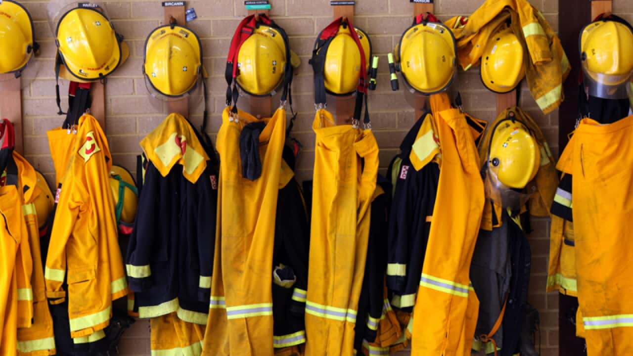 Fire gear hanging at a CFA station in Victoria