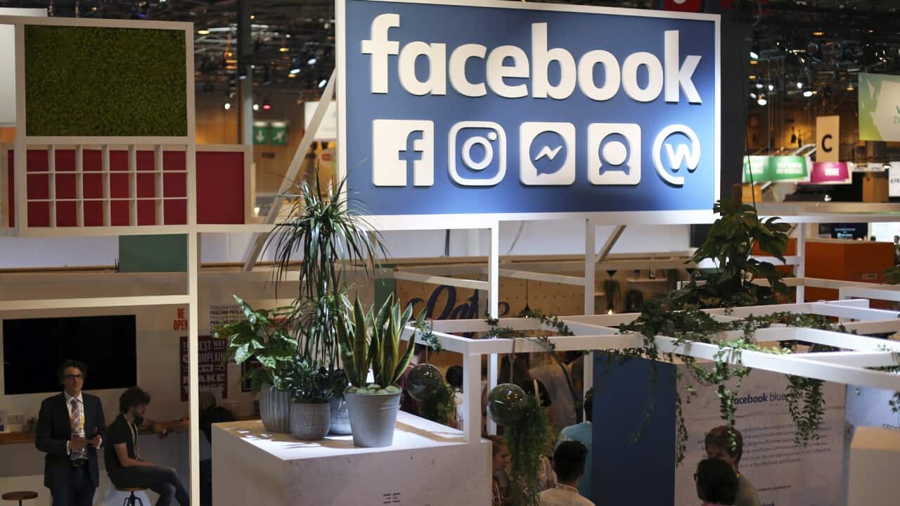 The Facebook booth at a tech show in Paris, France