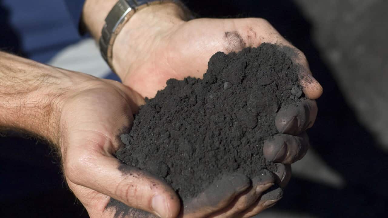 A man at the Karara magnetite iron ore mine in Western Australia