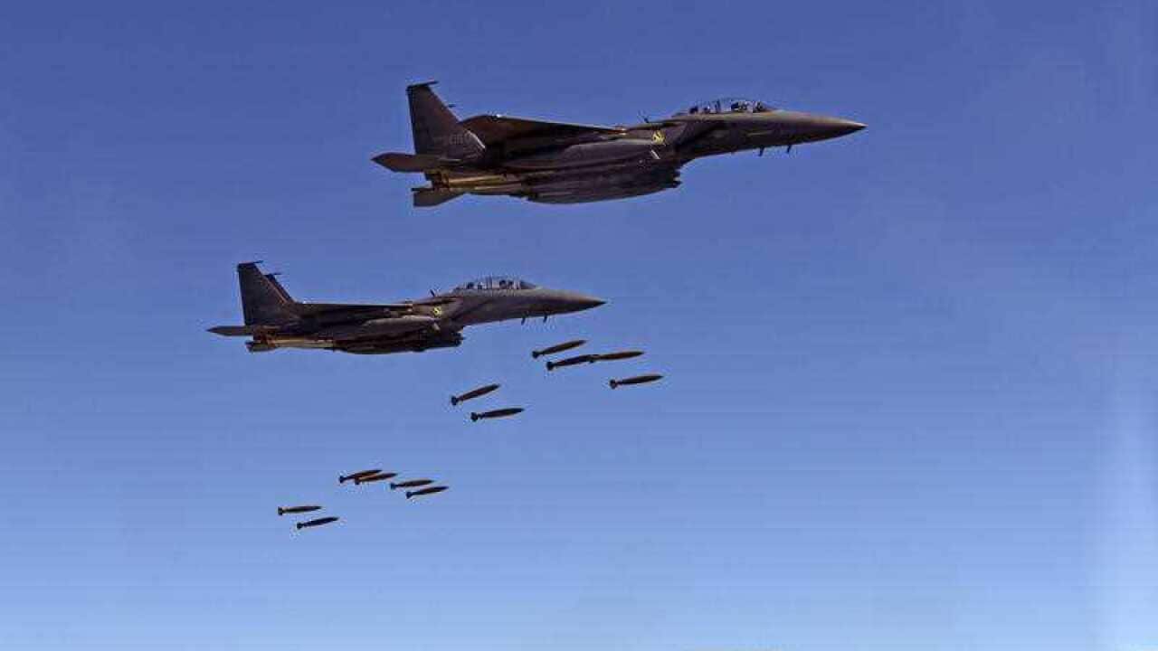 South Korean F-15 fighter jets drop bombs over the Korean Peninsula, South Korea, Thursday, Aug. 31, 2017.