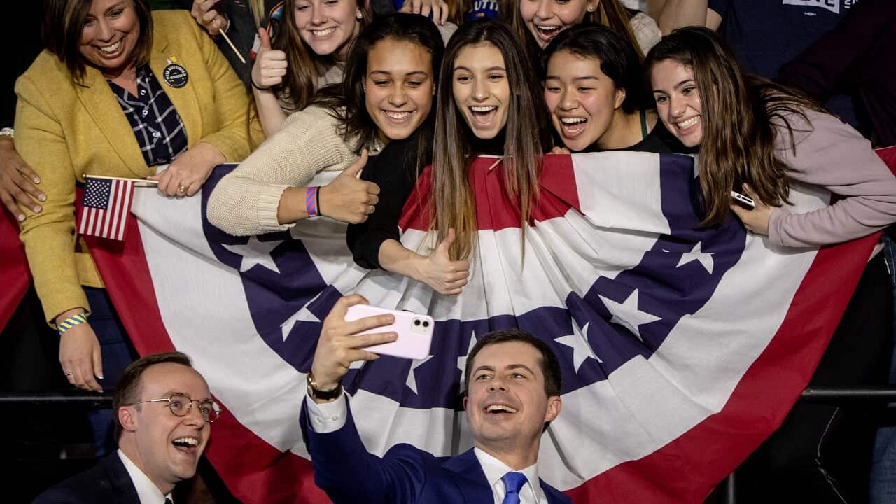 Pete Buttigieg and supporters in Iowa.